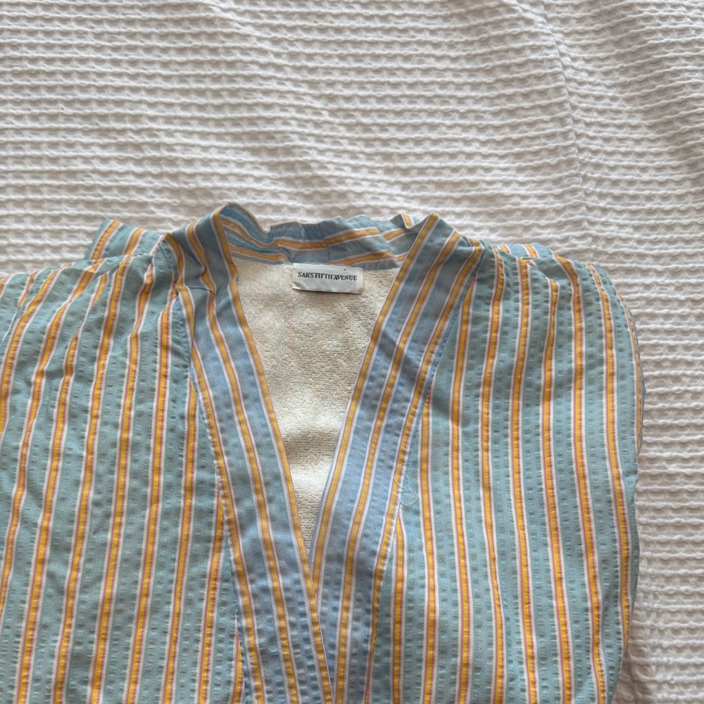 Saks Fifth Avenue Multicolor Striped Belted Robe